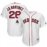 Red Sox 28 J.D. Martinez White 2018 World Series Champions Team Logo Player Jersey Dzhi,baseball caps,new era cap wholesale,wholesale hats